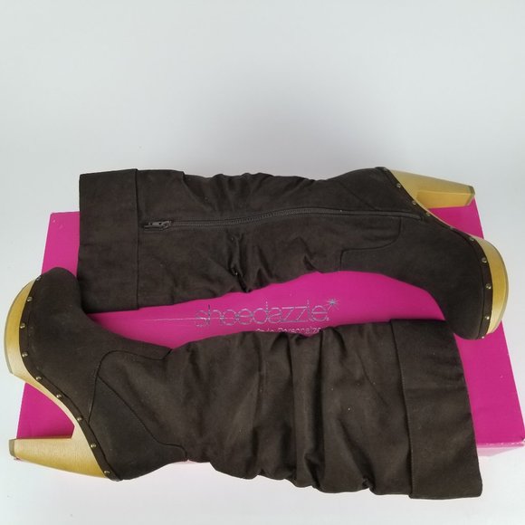 Chocolate Brown Knee High Block Heel Boots Size 8 - Picture 2 of 4